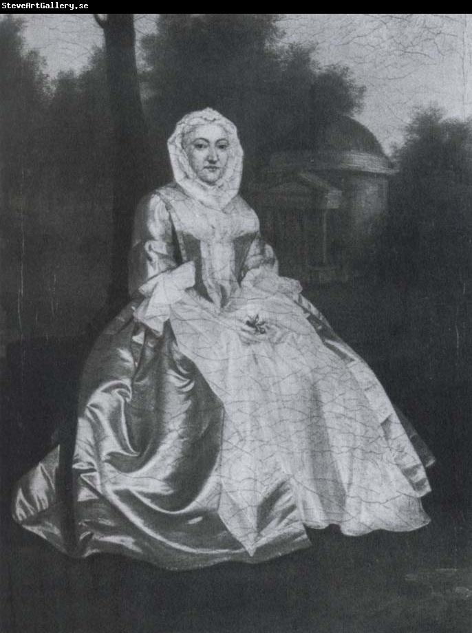 Arthur Devis Probably Dorothy Savile,Countess of Burlington,seated in the Orange tree garden at Chiswick